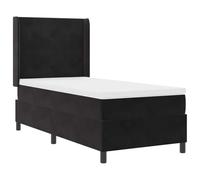 PUGYNBK Lit Box Spring velours noir 100 x 200 cm | Sommier LED multicolore, tête de lit réglable, bois résistant, montage simple