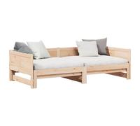 PUGYNBK Lit escamotable de jour marron 203,5 x 184 x 56,5 cm | Pin massif, design coulissant, dossier fini, montage facile, nettoyage avec chiffon humide