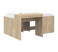 PUGYNBK Lit mezzanine avec bureau chêne Sonoma 80 x 160 cm | Bois élaboré, base à lattes fixes, montage facile, design moderne pour chambre