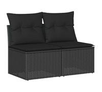 PUGYNBK Lot de 2 canapés de jardin en rotin synthétique noir | Coussins déhoussables lavables, rangement sac imperméable, design modulaire, extérieur