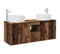 PUGYNBK Lot de 3 meubles de salle de bain en bois vieilli | Montage mural, rangement large, pas de trous pré-percés, comprend des forets spéciaux