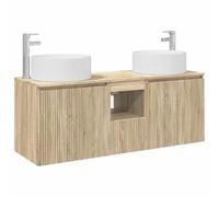 PUGYNBK Lot de 3 meubles de salle de bain en chêne Sonoma | Montage mural, rangement large, bois robuste, pas de trous pré-percés, comprend des forets
