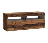 PUGYNBK Meuble TV LED en bois d'ingénierie | Portes réversibles, grands compartiments, lumières LED intégrées, style moderne, économie d'espace