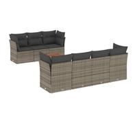 PUGYNBK Set de canapés de jardin 8 pièces rotin synthétique gris | Rangement sous siège, sac impératif, table en bois d'acacia, coussins déhoussables, design modulaire