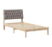 PUGYNBK Structure de lit 100 x 200 cm marron | Pin massif, tête de lit gris clair, lattes incluses, sans sommier