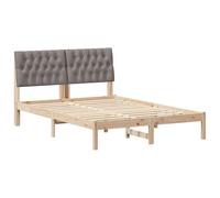 PUGYNBK Structure de lit 135 x 190 cm avec tête de lit | Pin massif, sans sommier, tête de lit gris clair, lattes incluses