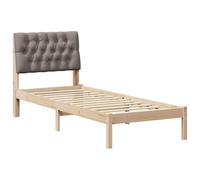 PUGYNBK Structure de lit avec tête de lit marron 75 x 190 cm | Pin massif, lattes incluses, sans sommier, tête de lit gris clair, montage mural