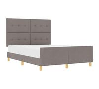 PUGYNBK Structure de lit avec tête de lit taupe 160 x 200 cm Tissu | Design minimaliste, rembourrage en mousse, pieds inclus, montage facile, nettoyage avec chiffon humide