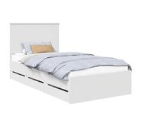 PUGYNBK Structure de lit avec tiroir 100 x 200 cm Bois ingénieux | Design sans mur, lattes fixes, rangement caché, nettoyage facile