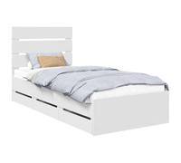 PUGYNBK Structure de lit avec tiroir 75 x 190 cm Bois ingénieux | Base avec lames fixes, rangement caché, style moderne, nettoyage facile
