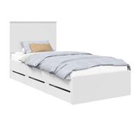PUGYNBK Structure de lit avec tiroir 90 x 200 cm Bois | Rangement caché, lattes fixes, sans pied, nettoyage facile, design minimaliste