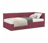 PUGYNBK Structure de lit d'angle avec matelas 2 unités Gris velours | Contreplaqué convertible, dossier en polyester, fermeté moyenne, assemblage simple