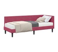 PUGYNBK Structure de lit d'angle avec matelas 2 unités Vert velours | Bois massif, mousse fermeté moyenne, tête de lit tapissée, utilisation comme canapé, nettoyage avec chiffon sec