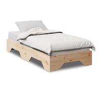 PUGYNBK Structure de lit empilable 75 x 190 cm en bois massif | Sommier à lattes, sans sommier, empilable pour lit simple ou double, gain de place