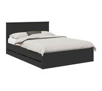 PUGYNBK Structure de lit noire 140 x 190 cm en bois ingénieux | Rangement caché, base à lattes fixes, style minimaliste, nettoyage avec chiffon humide