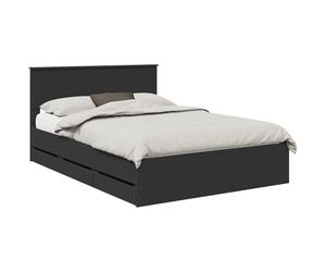 PUGYNBK Structure de lit noire 160 x 200 cm en bois ingénieux | Rangement caché, base de lames fixes, design minimaliste, nettoyage facile