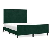 PUGYNBK Structure lit velours vert foncé 140 x 190 cm | Tête de lit réglable, lattes en bois, pieds robustes, sans matelas