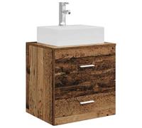 PUGYNBK Vanité murale avec lavabo, bois élaboré | Résistant à l'humidité, tiroir inférieur, style contemporain, montage inclus