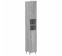 PUGYNBK ZWOLLE Sonoma Ensemble de meuble de salle de bain 2 pièces Gris | Bois d'ingénierie résistant à l'humidité, porte réversible, étagère ouverte, nettoyage facile