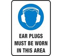 Puhayexi Bouchons d'oreilles « Must Be Worn In This Area Outdoor, UV » en aluminium antirouille 30,5 x 20,3 cm, panneau de cour pour la maison, les affaires, l'allée d'alerte