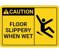 Puhayexi Panneau d'avertissement « Caution Floor Slippery When Wet » pour maison - 30,5 x 20,3 cm - Aluminium de qualité supérieure - Résistant au soleil - Antirouille