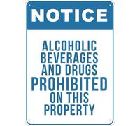 Puhayexi Panneau de jardin en aluminium antirouille avec inscription « Alcoholic Beverages And Drugs Interdit On This Property » - 30,5 x 20,3 cm