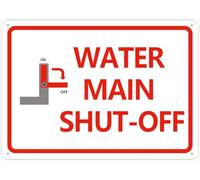 Puhayexi Panneau en aluminium avec inscription « Main Water Shut Off » - 30,5 x 20,3 cm - Trous pré-percés pour un montage facile - Utilisation en intérieur ou en extérieur - Pour porte de clôture ou