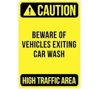 Puhayexi Panneau en aluminium « Beware of Vehicles Exiting » pour lavage de voiture - 30,5 x 20,3 cm - Imprimé à l'encre UV pour la maison et le travail