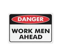 Puhayexi Panneau en métal « Danger Work Men Ahead » - 30,5 x 20,3 cm - Aluminium antirouille - Impression à l'encre UV - Durable/résistant aux intempéries - Extérieur pour la maison