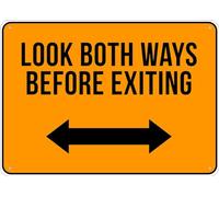 Puhayexi Panneau en métal « Look Both Ways Before Exiting » - 30,5 x 20,3 cm - Aluminium antirouille - Impression à l'encre UV - Durable/résistant aux intempéries - Extérieur pour la maison