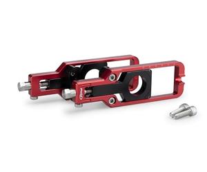 Puig 21003R Tendeur de chaîne en aluminium anodisé usiné CNC avec système de réglage précis et marquage supérieur pour un ajustement facile et sécurisé, Rouge