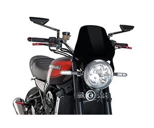 Puig 21347N Saute-Vents Courts pour phares Ronds, Bulle aérodynamique compacte pour Phare Rond fabriquée en Polycarbonate de 3 mm avec Profil Arrondi et Haute résistance aux impacts, Noir