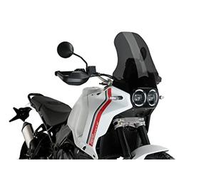Puig 21437F Bulle Touring haut et aérodynamique en acrylique CN de 4 mm avec profil arrondi, zone supérieure plate et déflecteurs améliorant la protection, Fumé Foncé