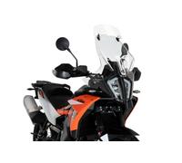 Puig 21612W Bulle Touring avec visière haute et aérodynamique en acrylique haute résistance aux chocs avec visière réglable qui améliore la protection et le confort en conduite, Transparent