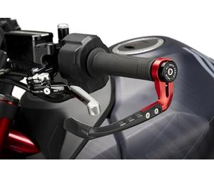 Puig 21994R Protecteur de Levier d’Embrayage RAW avec Contrepoids - Design Robuste et Adaptabilité Universelle, Rouge