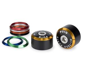 Puig 22097N Embouts de guidon Balance en aluminium usiné CNC avec système d’anneaux interchangeables pour réduction des vibrations et personnalisation, Noir