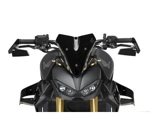 Puig 22111N Rétroviseur Diablo pour extrémité de guidon avec design pliable type aileron, miroir convexe antireflet, aluminium usiné et style sportif, Noir