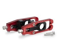 Puig 22232R Tendeur de chaîne en aluminium usiné avec système de réglage précis et finition anodisée sportive, Rouge