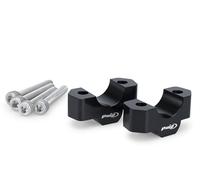 Puig 22358N Pontets de guidon usinés en aluminium avec anodisation noire élévation 20 et 30 mm design Hi-Tech Parts ajustement précis et amélioration ergonomique de conduite, Noir.