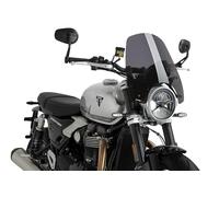 Puig 22619F New Generation Touring en PMMA 3 mm aérodynamique 180 mm au-dessus du compteur profil arrondi haute protection contre le vent et résistance UV, Fumé Foncé.