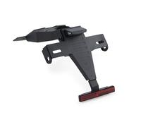 Puig 22699N Support de Plaque d’Immatriculation en acier avec peinture époxy et polyamide réglable en inclinaison avec système d’immobilisation et kit d’éclairage homologué, Noir.