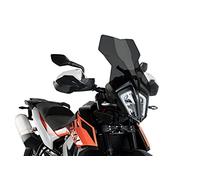 Puig 3587F Bulle Touring Haut et aérodynamique en Acrylique CN de 4 mm avec Profil Arrondi, Zone supérieure Plate et déflecteurs améliorant la Protection, Fumé Foncé