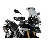 Puig 3597H Bulle Touring Plus avec visière haute et aérodynamique en acrylique haute résistance avec visière réglable améliorant la protection et le confort sur longs trajets, Fumé