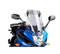 Puig 5910H Bulle Touring Plus avec visière haute et aérodynamique en acrylique haute résistance avec visière réglable améliorant la protection et le confort sur longs trajets, Fumé