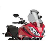 Puig 5919H Bulle Touring avec visière haute et aérodynamique en acrylique haute résistance aux chocs avec visière réglable qui améliore la protection et le confort en conduite, Fumé