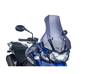 Puig 6000F Bulle Touring haut et aérodynamique en acrylique CN de 4 mm avec profil arrondi, zone supérieure plate et déflecteurs améliorant la protection, Fumé Foncé