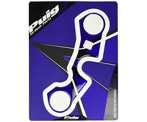 Puig 6938A Autocollants de protection de té de fourche aspect carbone, résistants aux chocs, rayures et rayons UV, Bleu