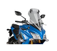 Puig 7641H Bulle Touring avec visière haute et aérodynamique en acrylique haute résistance aux chocs avec visière réglable qui améliore la protection et le confort en conduite, Fumé