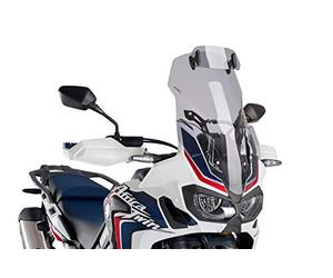 Puig 8906H Bulle Touring avec visière haute et aérodynamique en acrylique haute résistance aux chocs avec visière réglable qui améliore la protection et le confort en conduite, Fumé