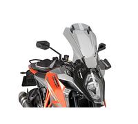 Puig 8914H Bulle Touring avec visière haute et aérodynamique en acrylique haute résistance aux chocs avec visière réglable qui améliore la protection et le confort en conduite, Fumé